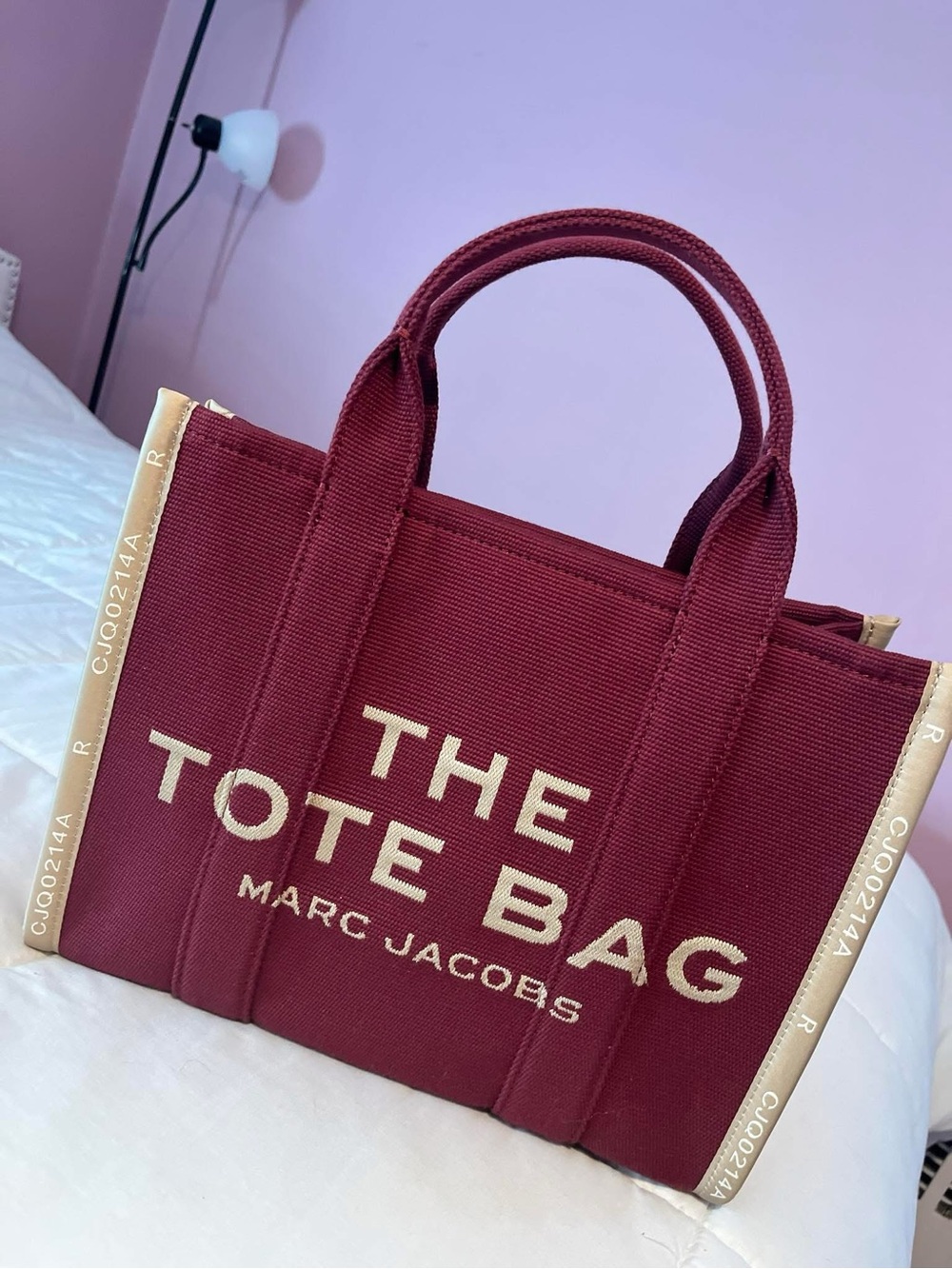 Marc Jacobs The Tote Bag in Burgundy with Cream Trim